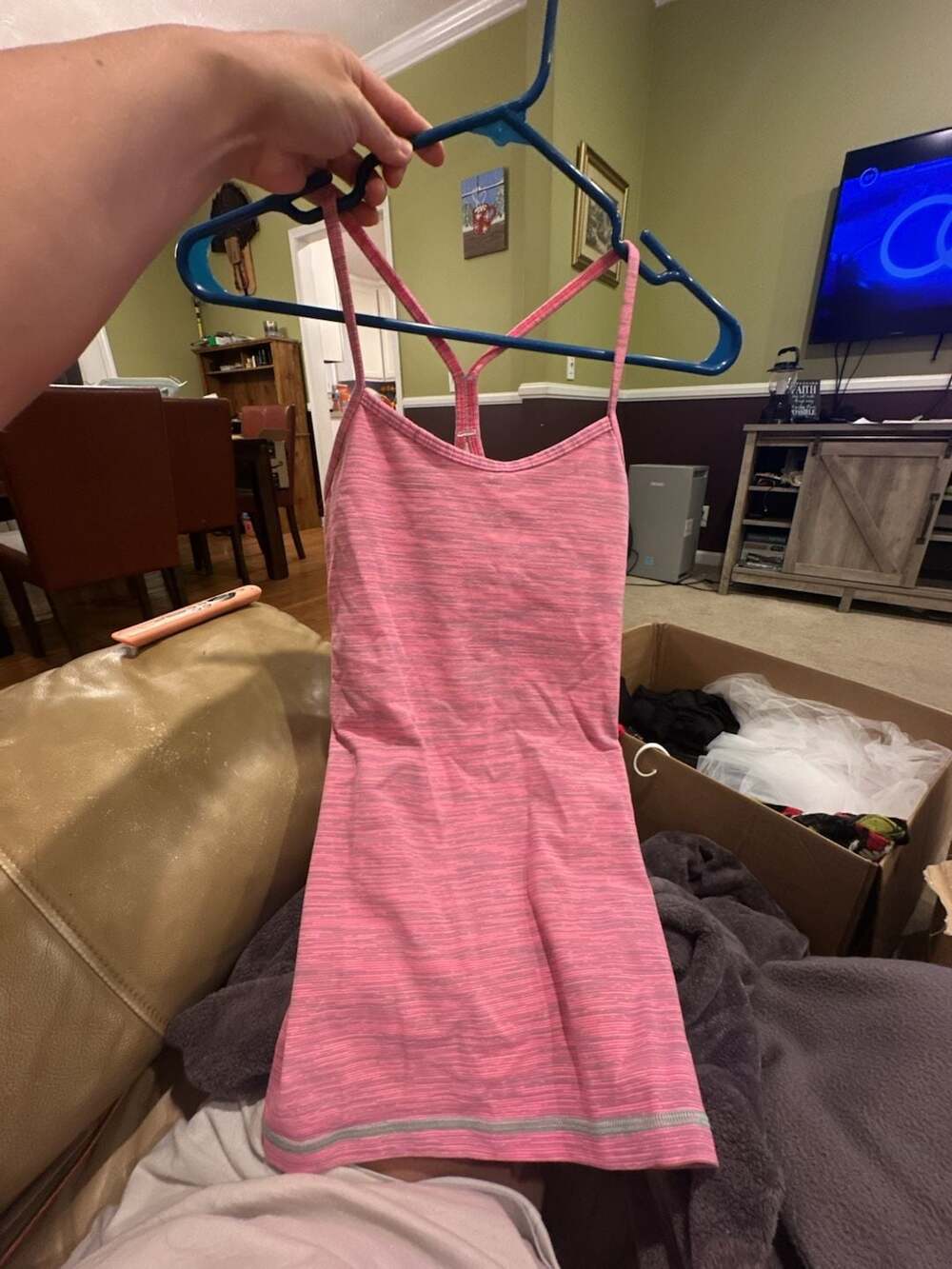 Lululemon Athletica Power Y Tank Top Heathered Pink and Grey Size 4